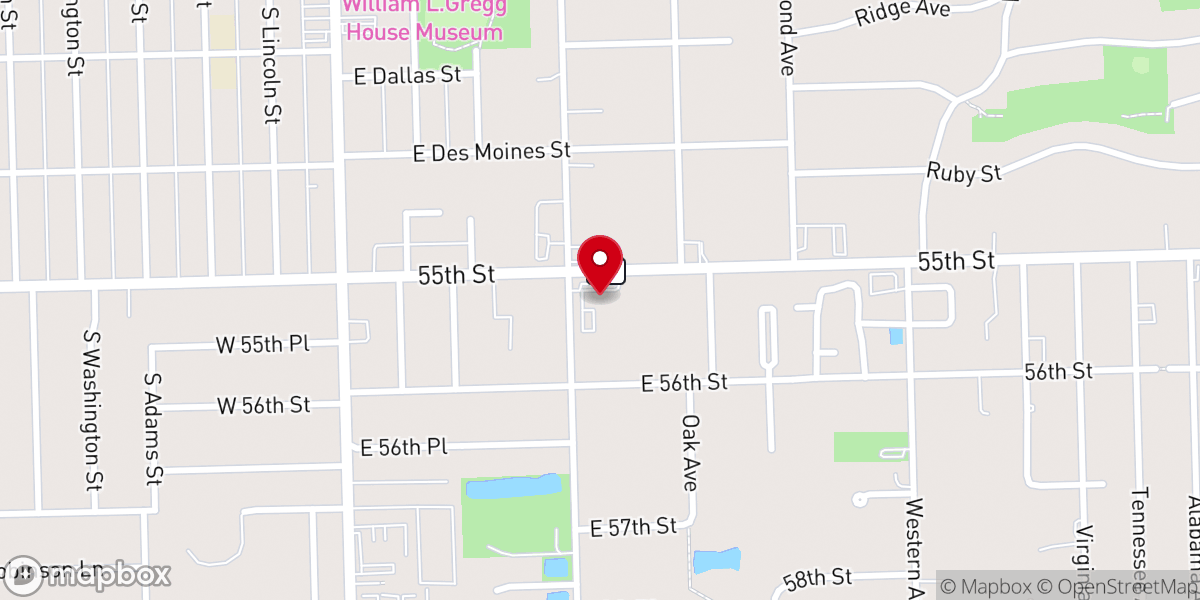 Map showing location of West Hills Community Church