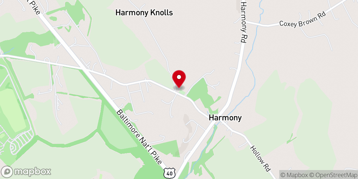 Map showing location of Harmony Church of the Brethren