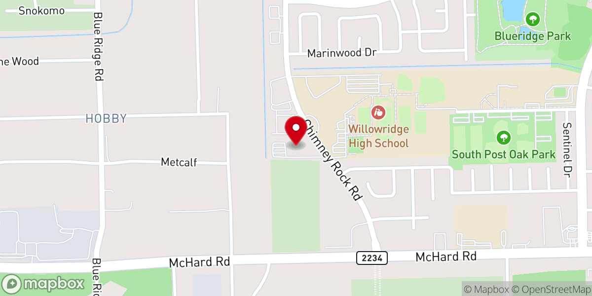 Map showing location of St.Thomas CSI Church of Greater Houston