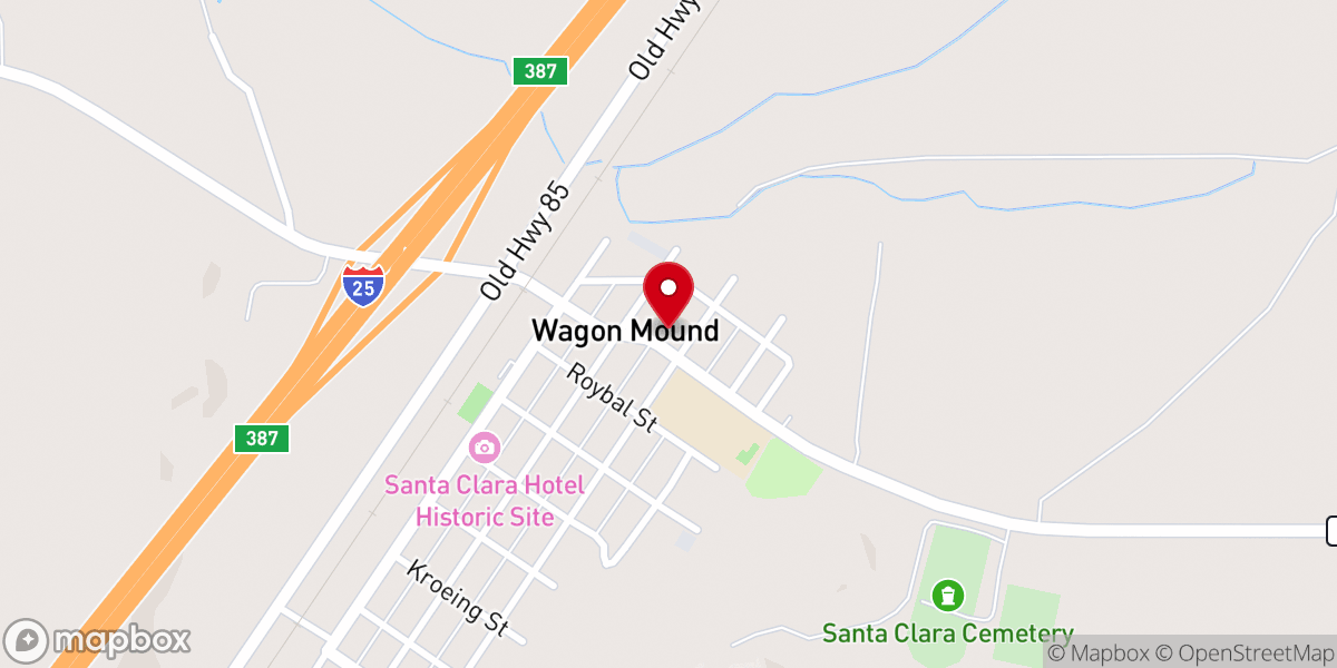 Map showing location of Wagon Mound First Baptist Church