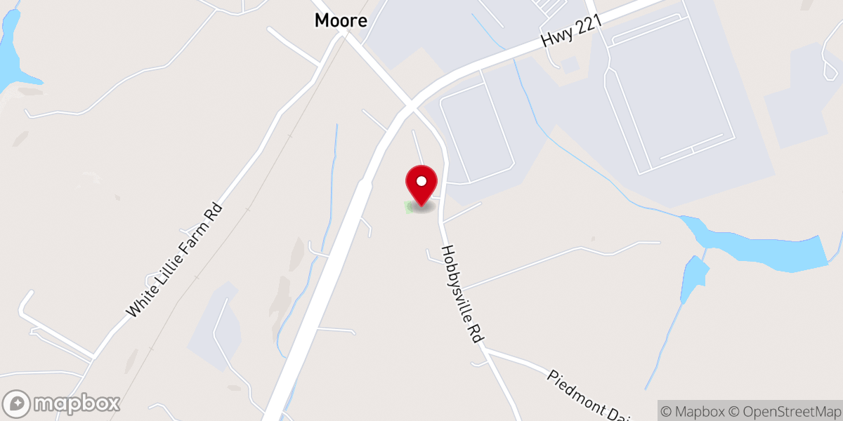 Map showing location of Moores Chapel Baptist Church