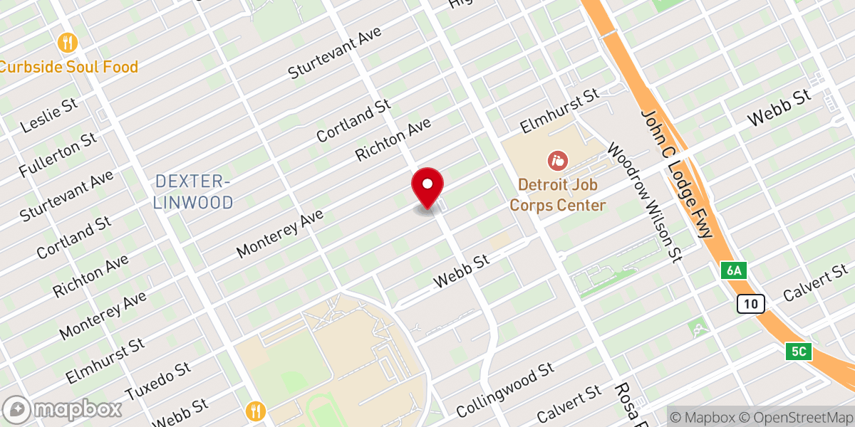 Map showing location of New Mount David Baptist Church