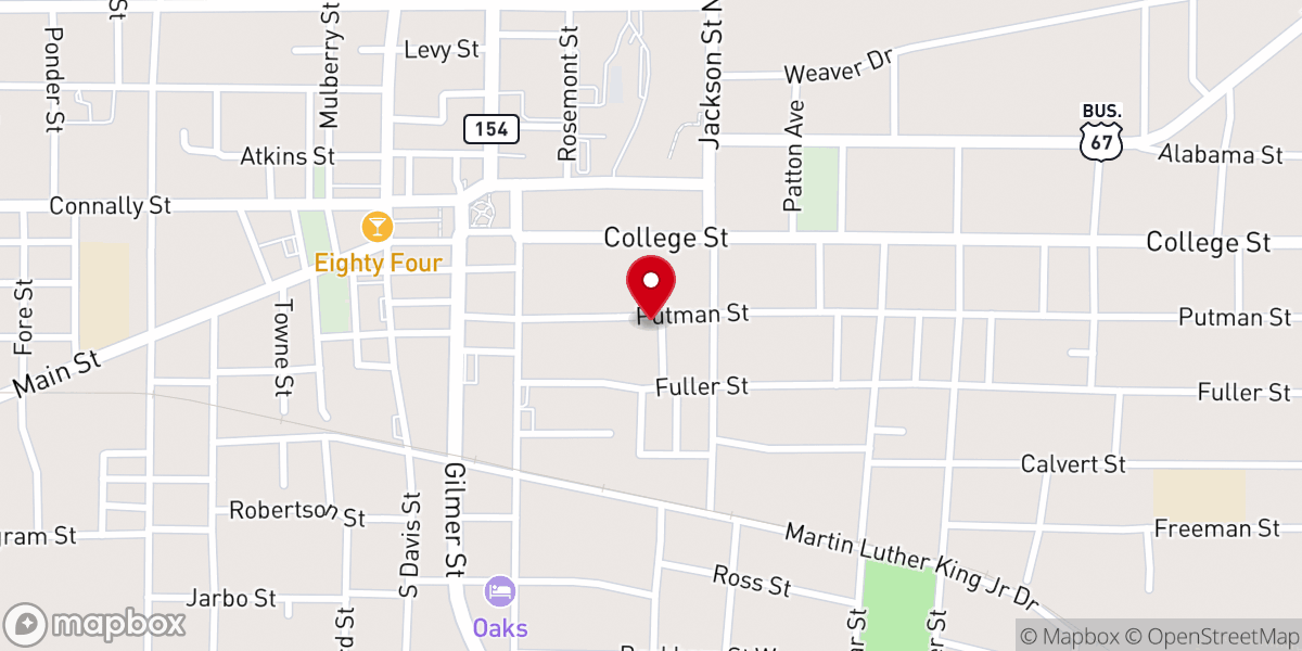 Map showing location of Evening Chapel CME Church