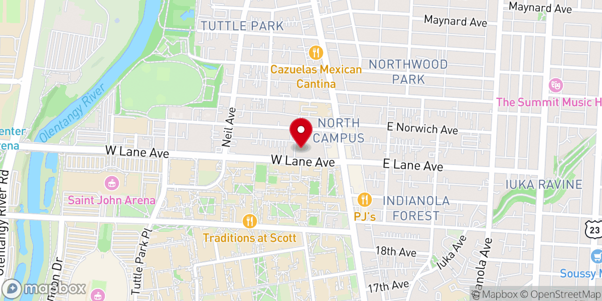 Map showing location of St. Thomas More Newman Center - Home of Buckeye Catholic