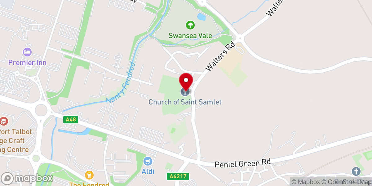Map showing location of St Samlet's Church