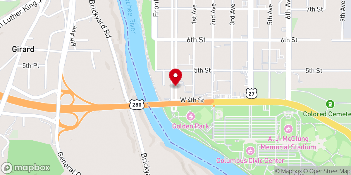 Map showing location of St George's Anglican Church