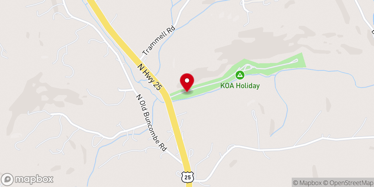 Map showing location of Travelers Rest / N Greenville KOA Holiday
