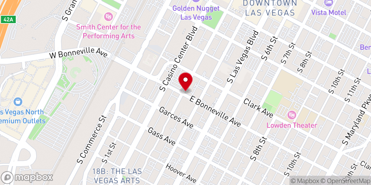 Map showing location of Vegas Weddings