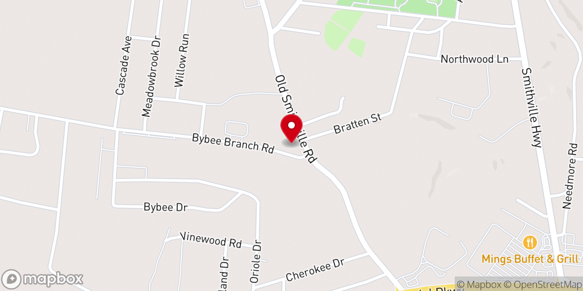 Map showing location of Bybee Branch Church of Christ