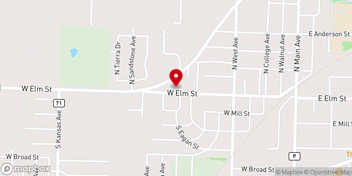Map showing location of Westside Christian Church