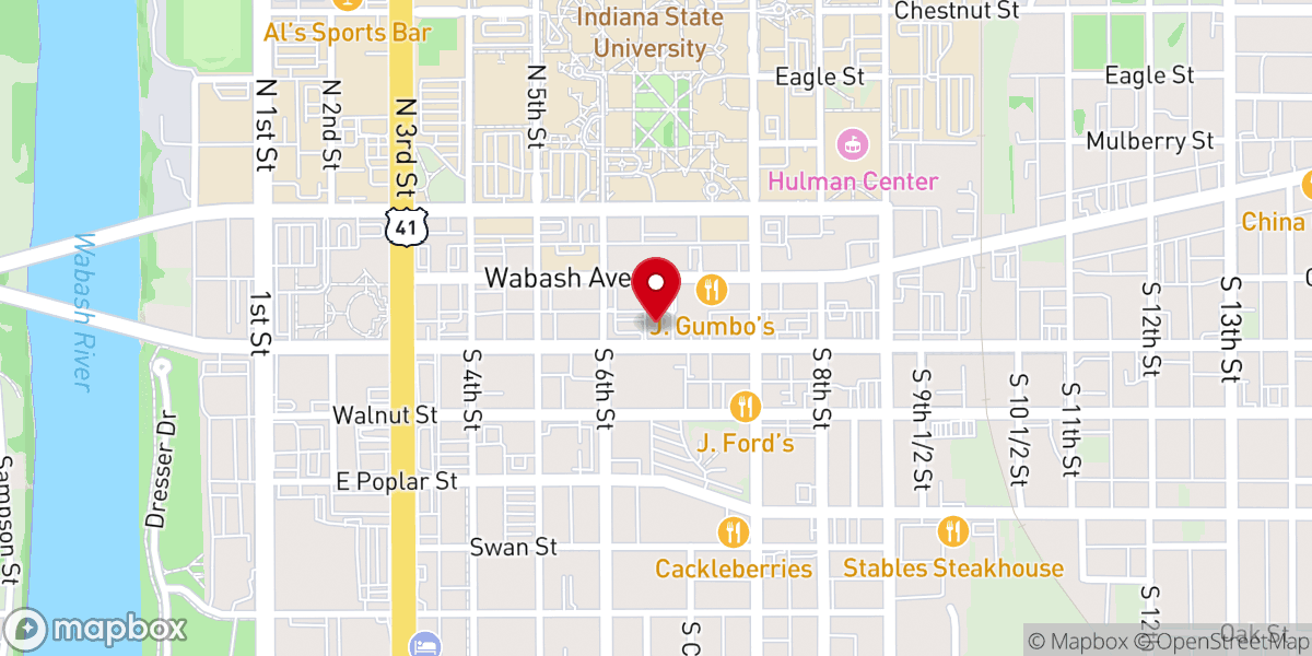 Map showing location of First Congregational Church of Terre Haute