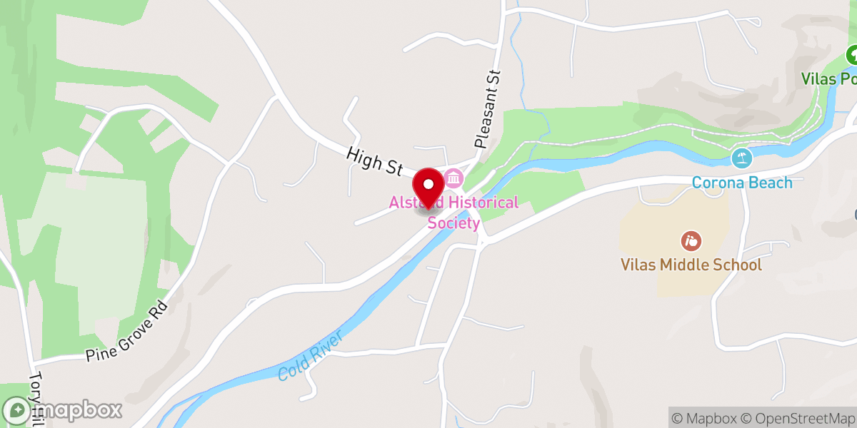 Map showing location of Alstead Village Third Congregational Church