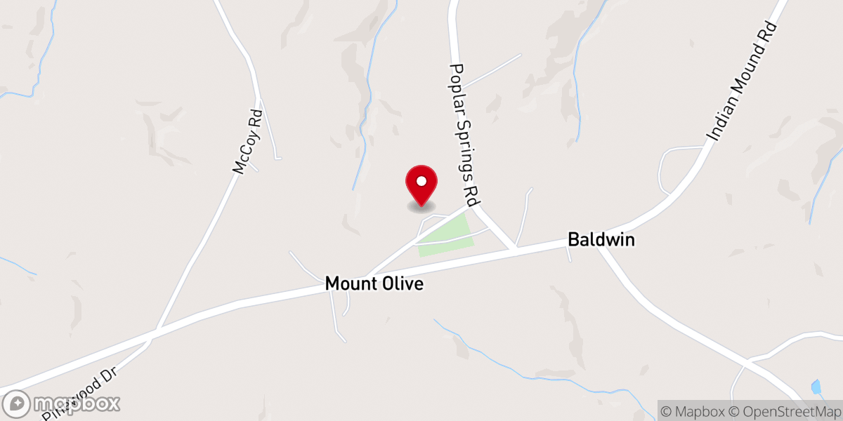 Map showing location of Mt. Olive Baptist Church