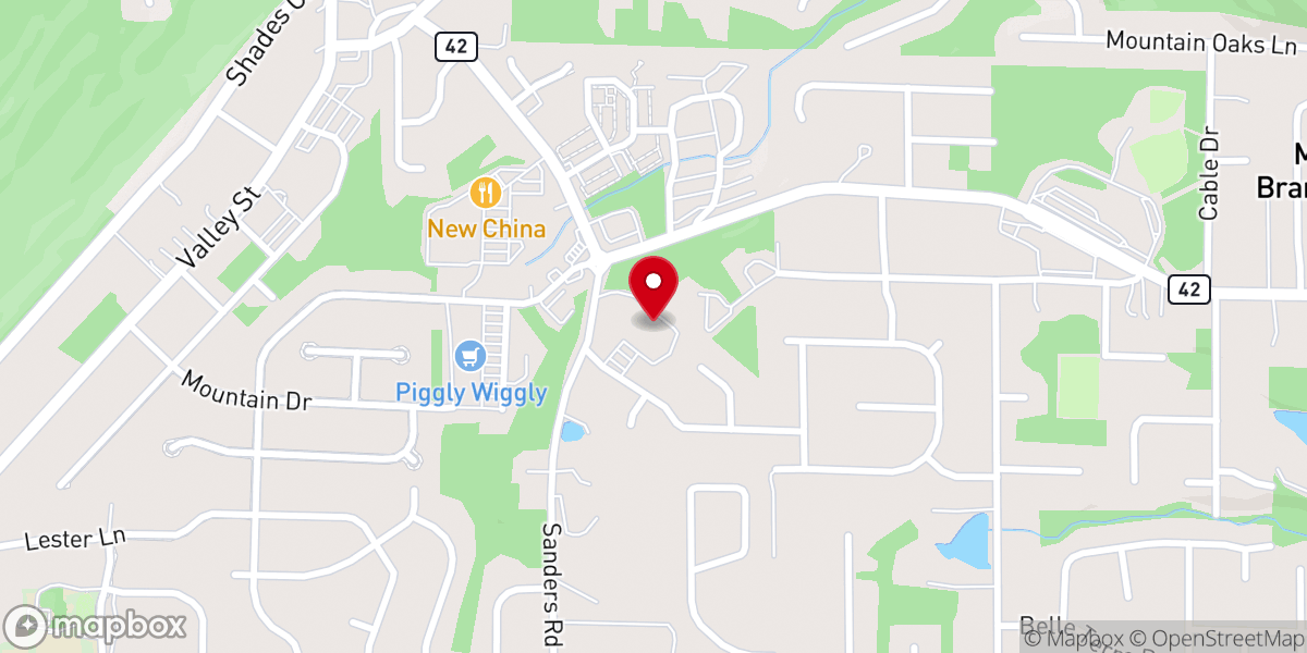 Map showing location of Bluff Park Baptist Church