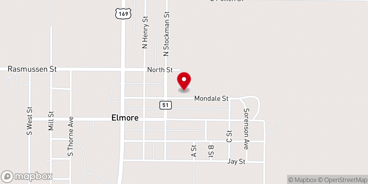 Map showing location of Elmore United Methodist Church