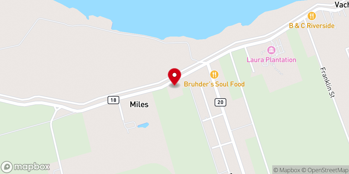 Map showing location of St. James Parish Reception Hall