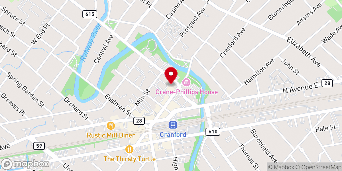 Map showing location of First Presbyterian Church of Cranford, NJ