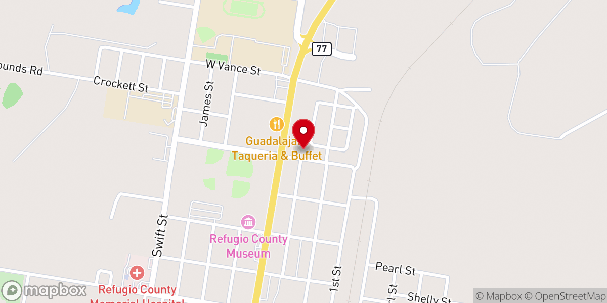 Map showing location of Refugio Tabernacle