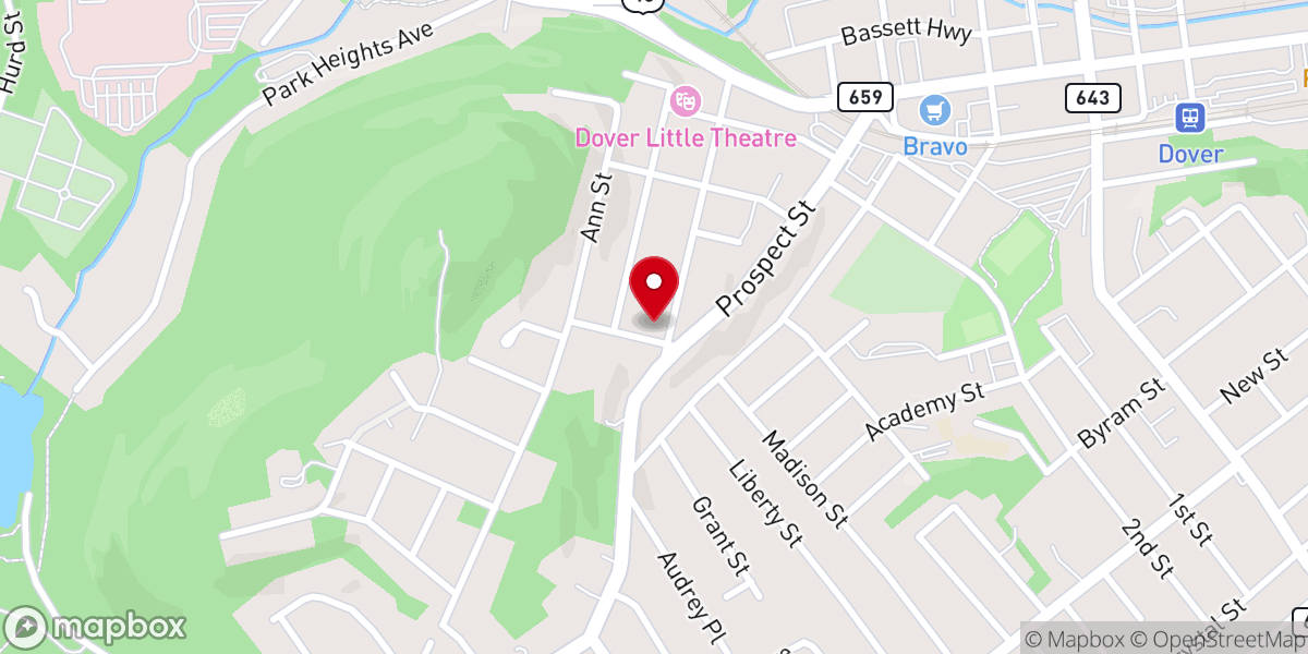Map showing location of First United Methodist Church-Dover
