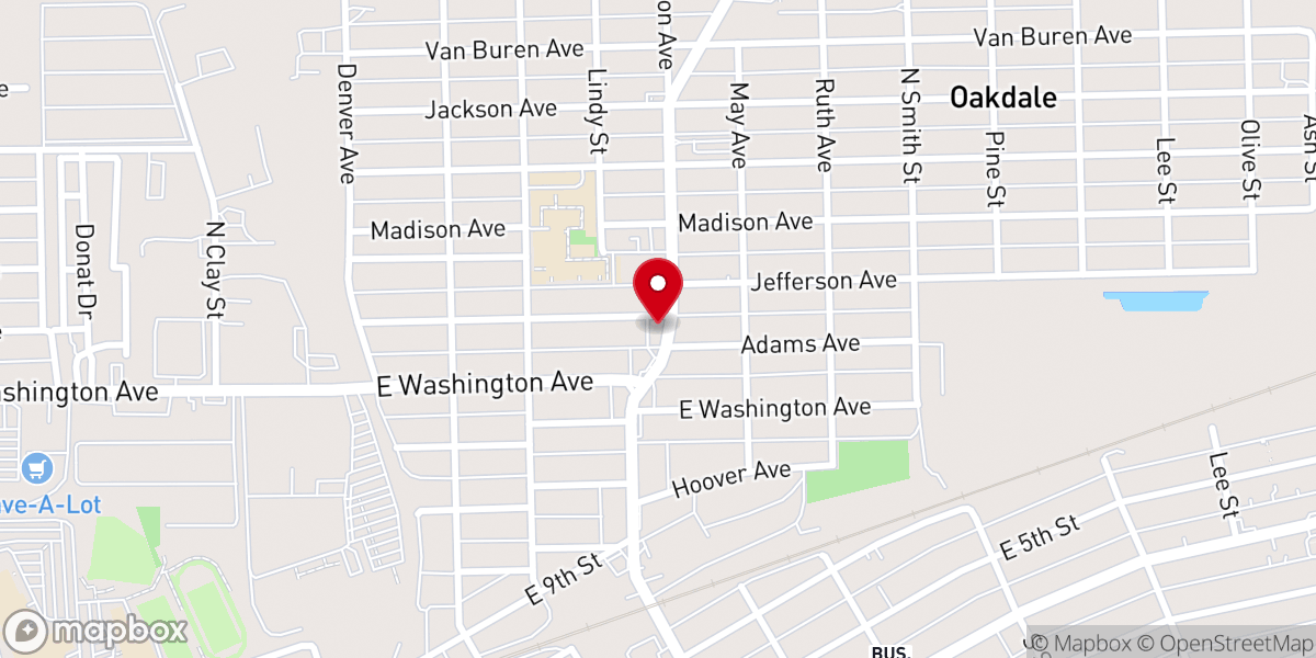 Map showing location of Oakdale Baptist Church