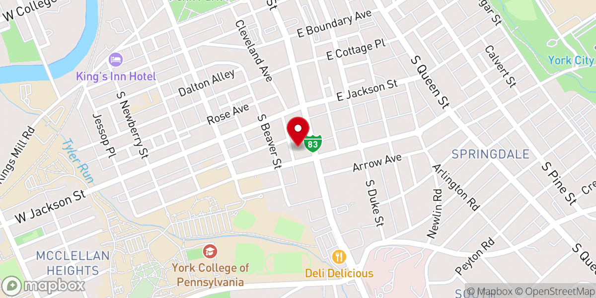 Map showing location of St. Paul's Lutheran Church