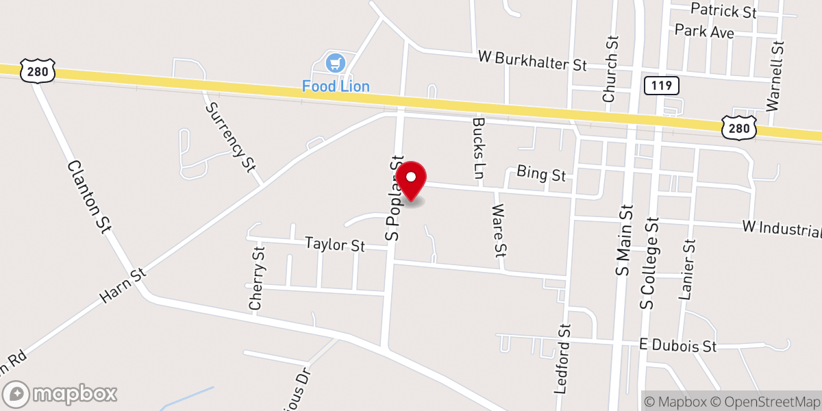 Map showing location of Mount Moriah Church