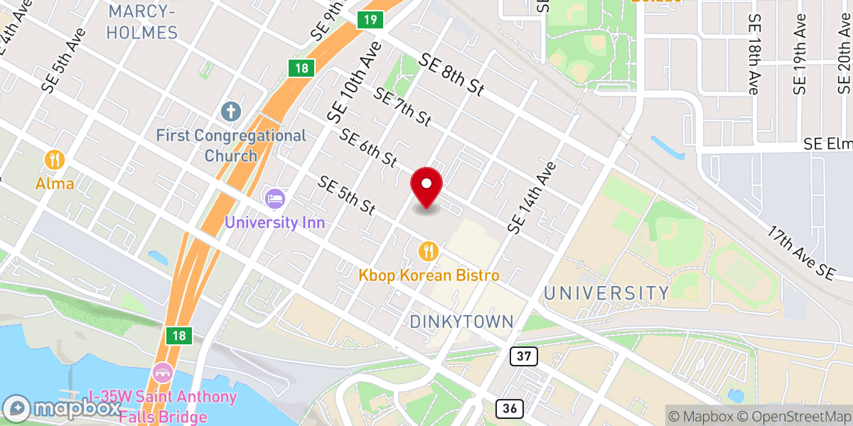 Map showing location of St Lawrence Newman Center