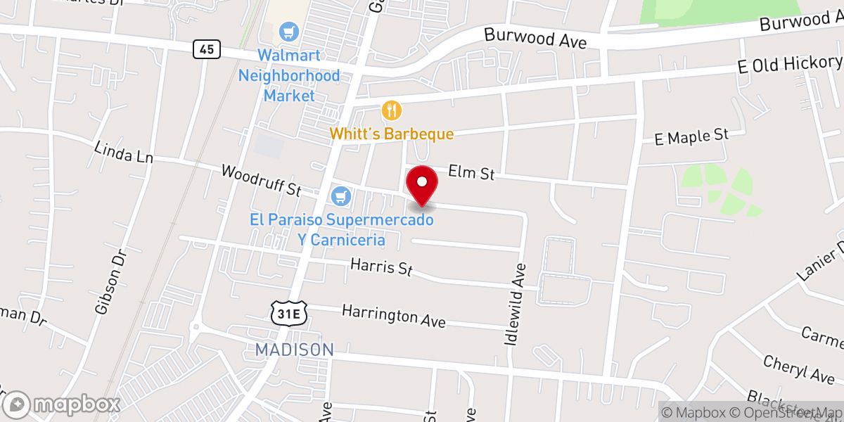 Map showing location of Nashville Wedding Chapel