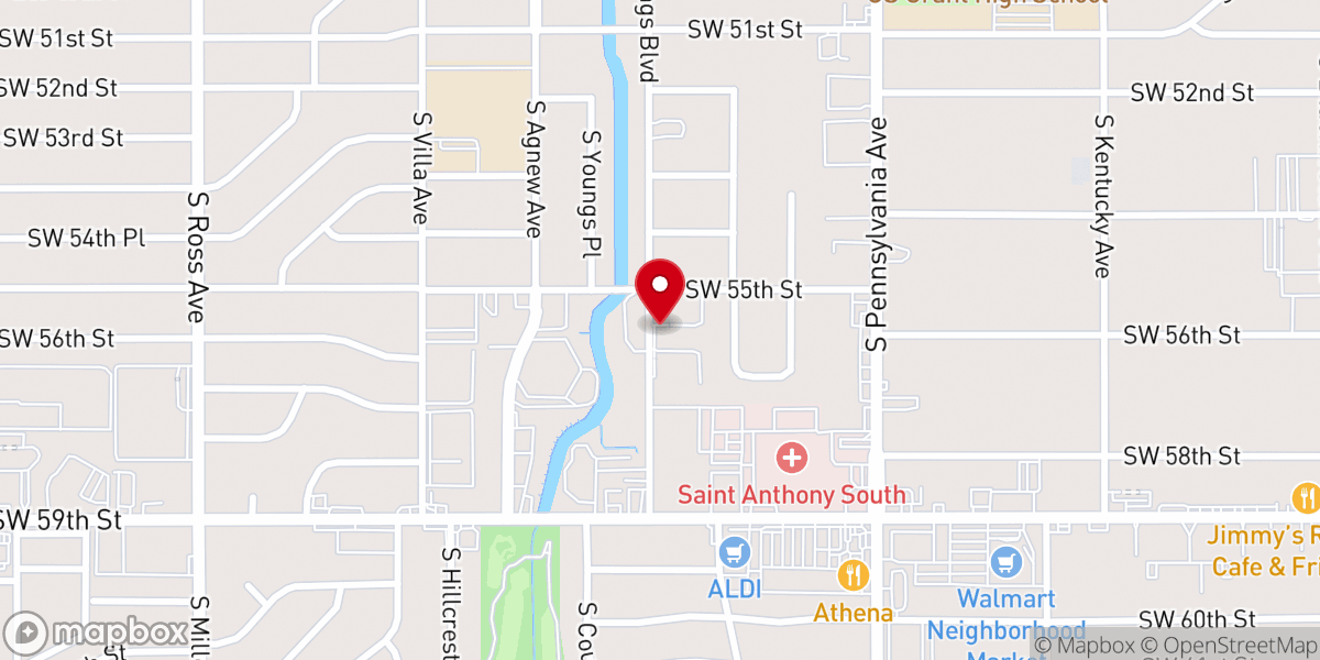 Map showing location of OKC Dream Center