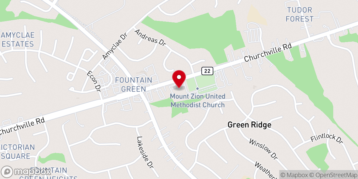 Map showing location of Mt. Zion Church