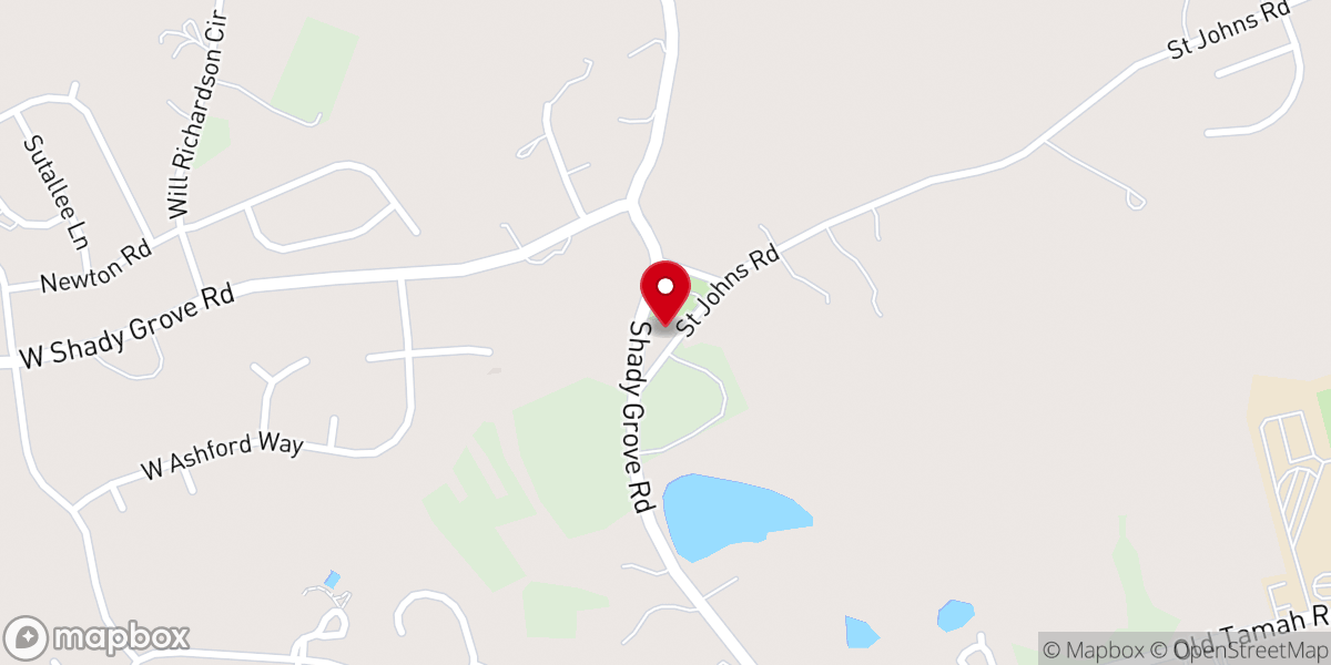 Map showing location of Shady Grove United Methodist Church