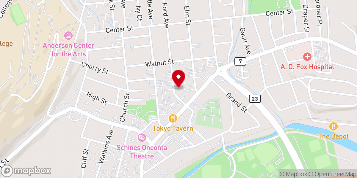 Map showing location of Unitarian Universalist Society of Oneonta