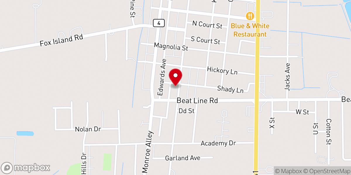 Map showing location of Tunica Methodist Church