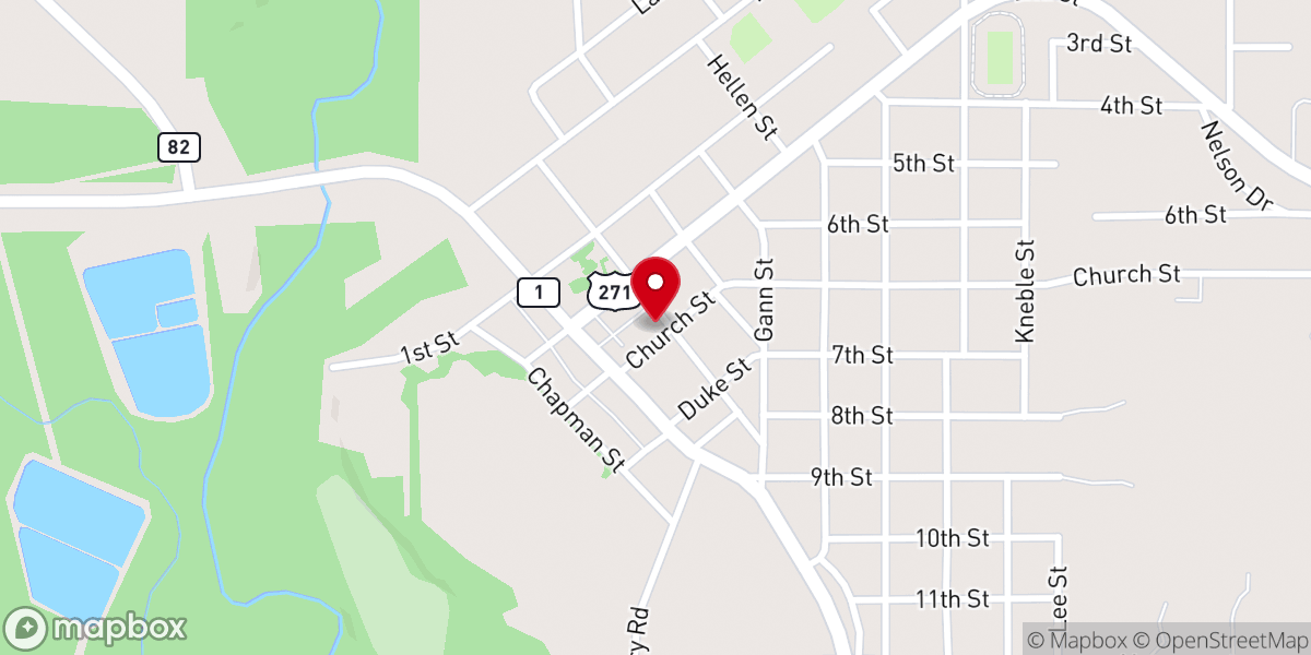 Map showing location of First Baptist Church Talihina