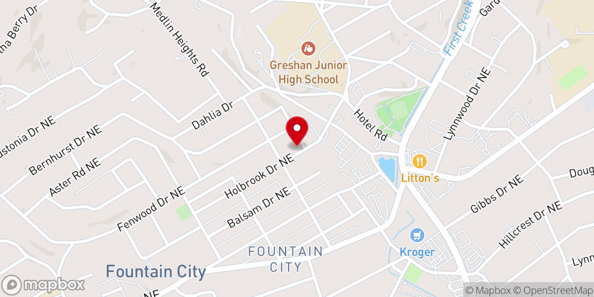 Map showing location of First Baptist Church of Fountain City