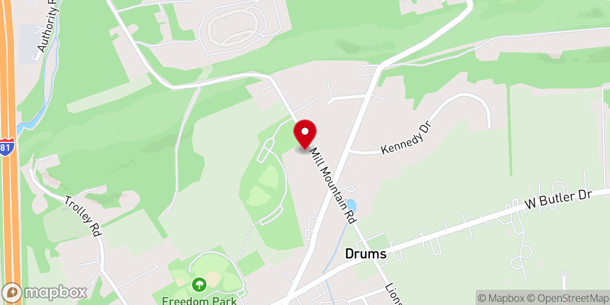 Map showing location of Drums Seventh Day Adventist Church