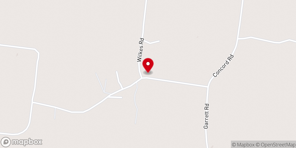 Map showing location of Concord United Methodist Church