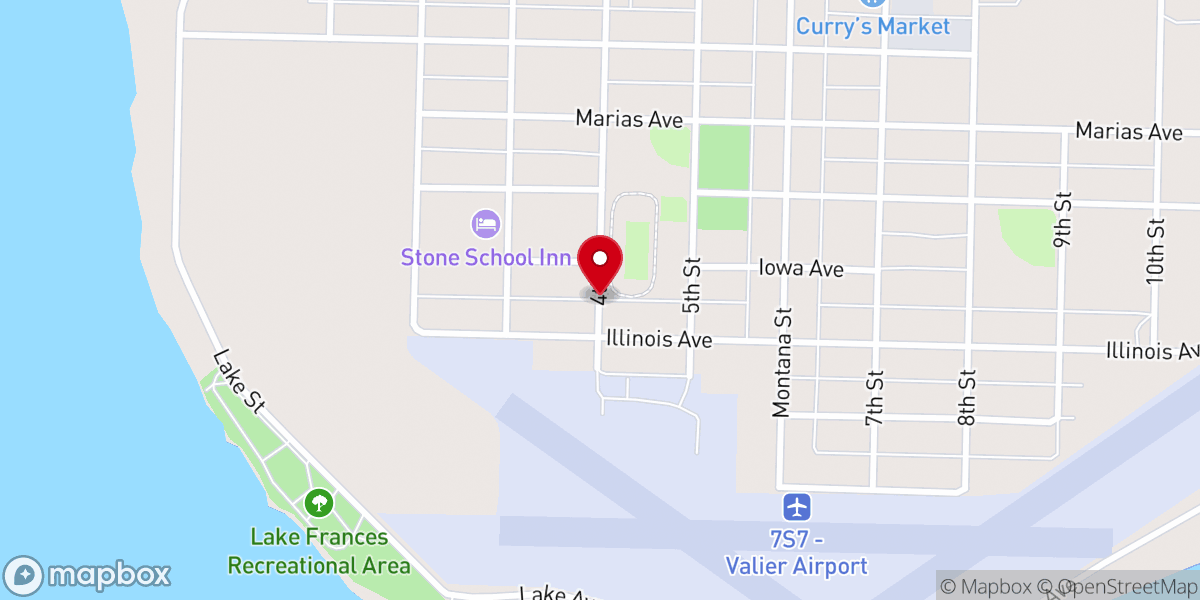 Map showing location of Valier United Methodist Church