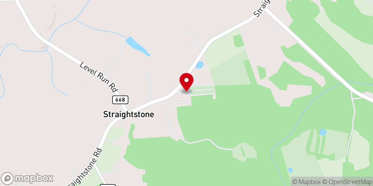 Map showing location of Straightstone Baptist Church