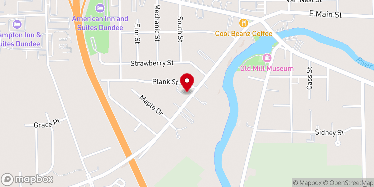 Map showing location of Saint John Lutheran Church