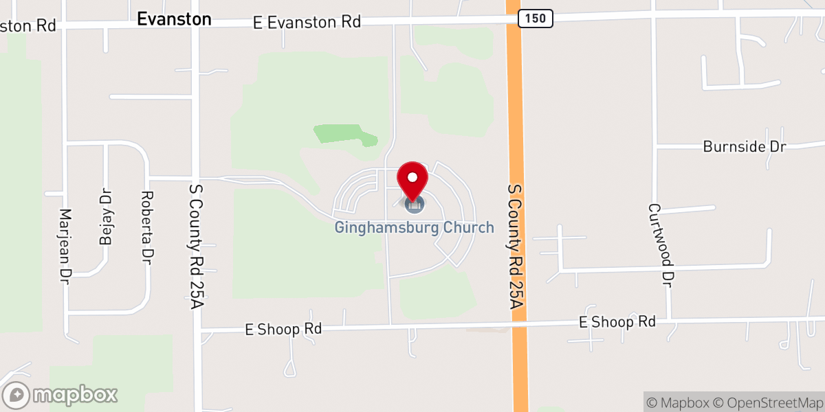 Map showing location of Ginghamsburg Christian Preschool and Childcare Center