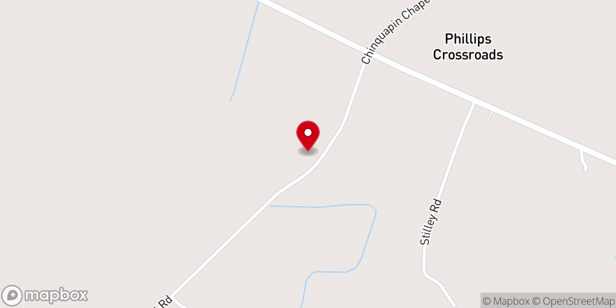 Map showing location of Chinquapin Chapel Baptist Church