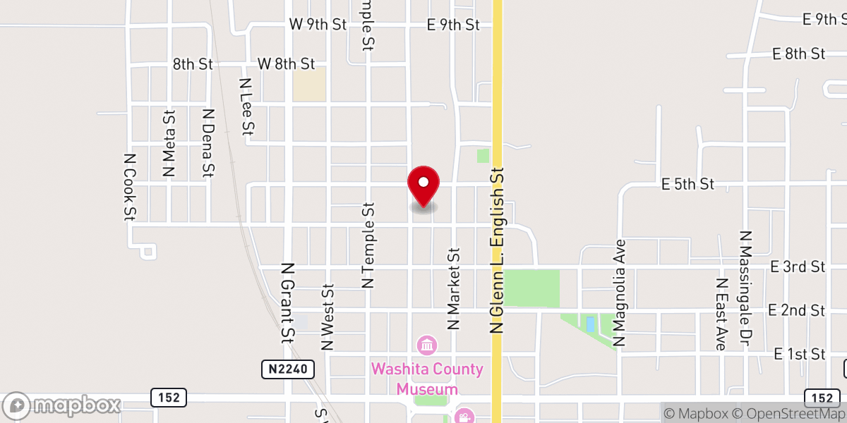 Map showing location of 4th and College Church of Christ