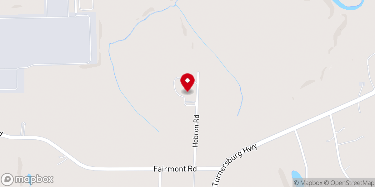 Map showing location of Hebron Baptist Church