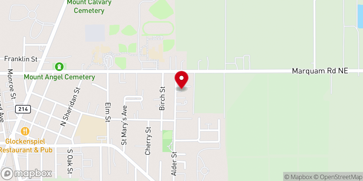 Map showing location of Mt Angel Community Bible Ch