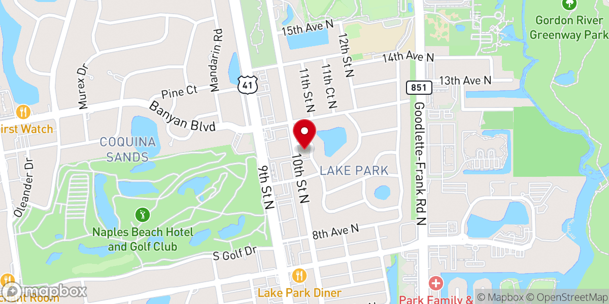 Map showing location of Hope City Church - Old Naples Campus