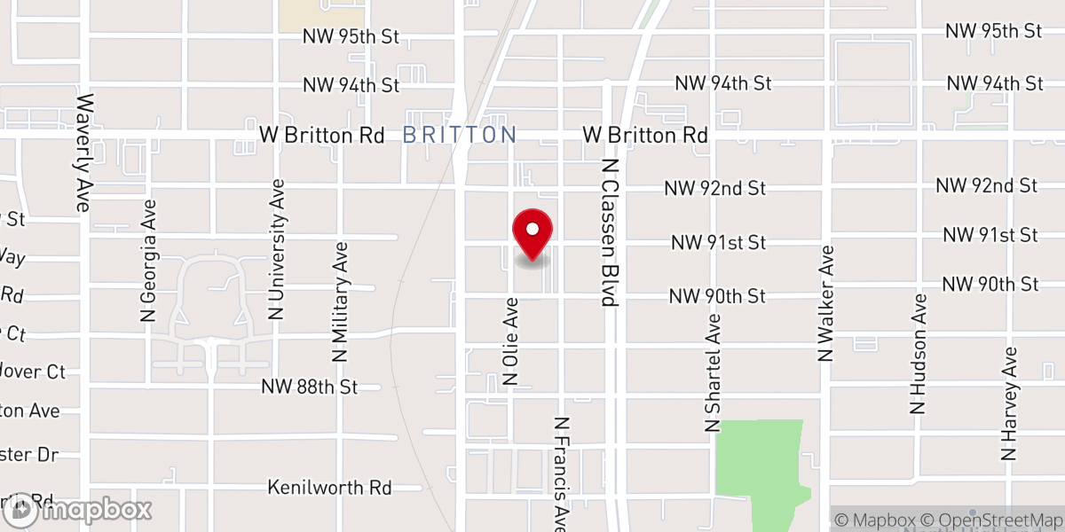 Map showing location of Britton Christian Church