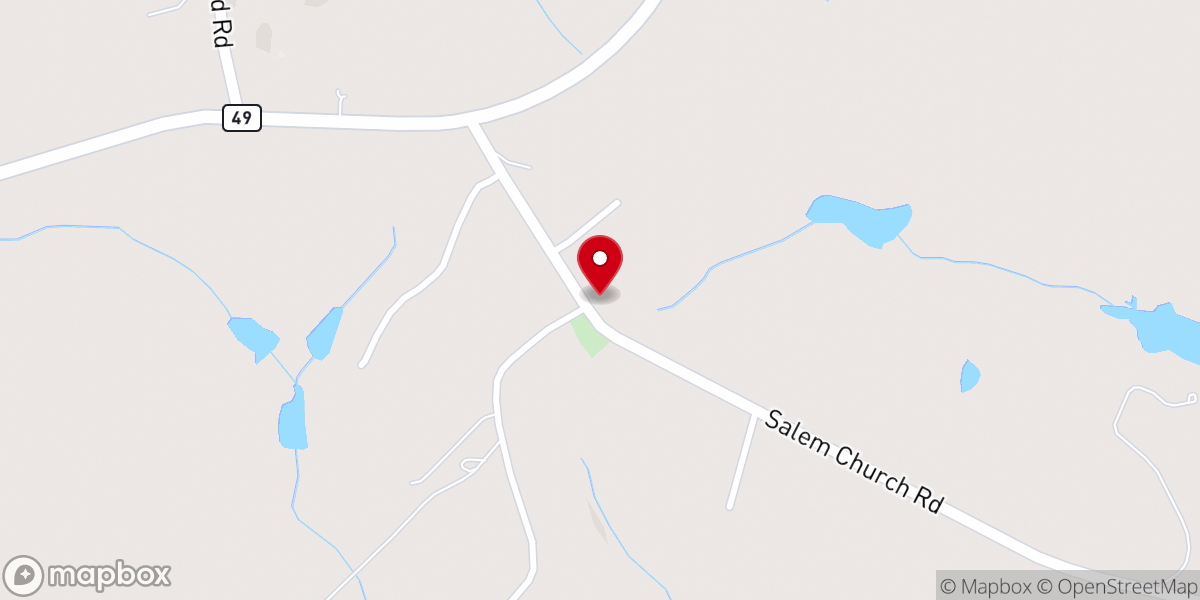 Map showing location of Salem Church