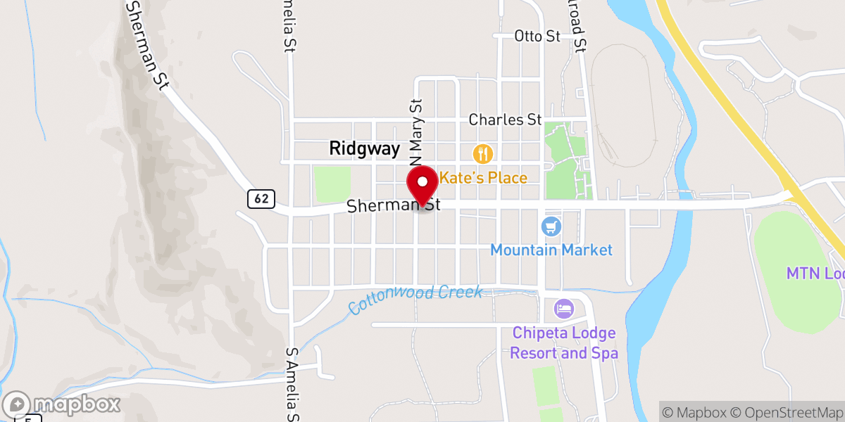 Map showing location of Ridgway Church of Christ