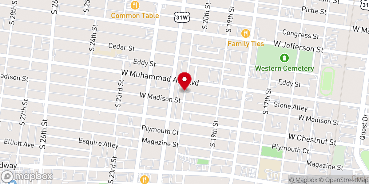 Map showing location of York Street Missionary Baptist Church